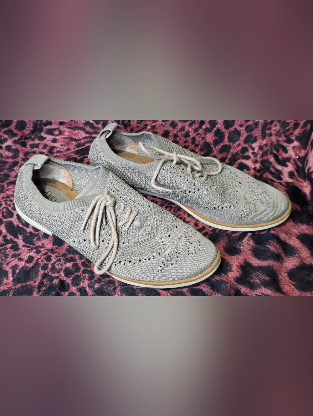 EuroSoft by Sofft Virida Knit Oxford Shoes Taupe Gray Approx Sz 10 Comfort